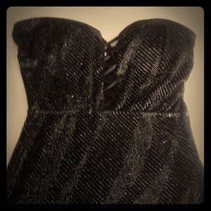 Shimer tube dress with hi low hem